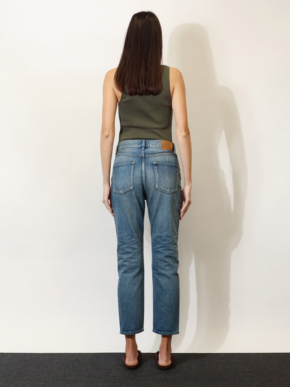 Ankle midi blue denim jeans thumbnail