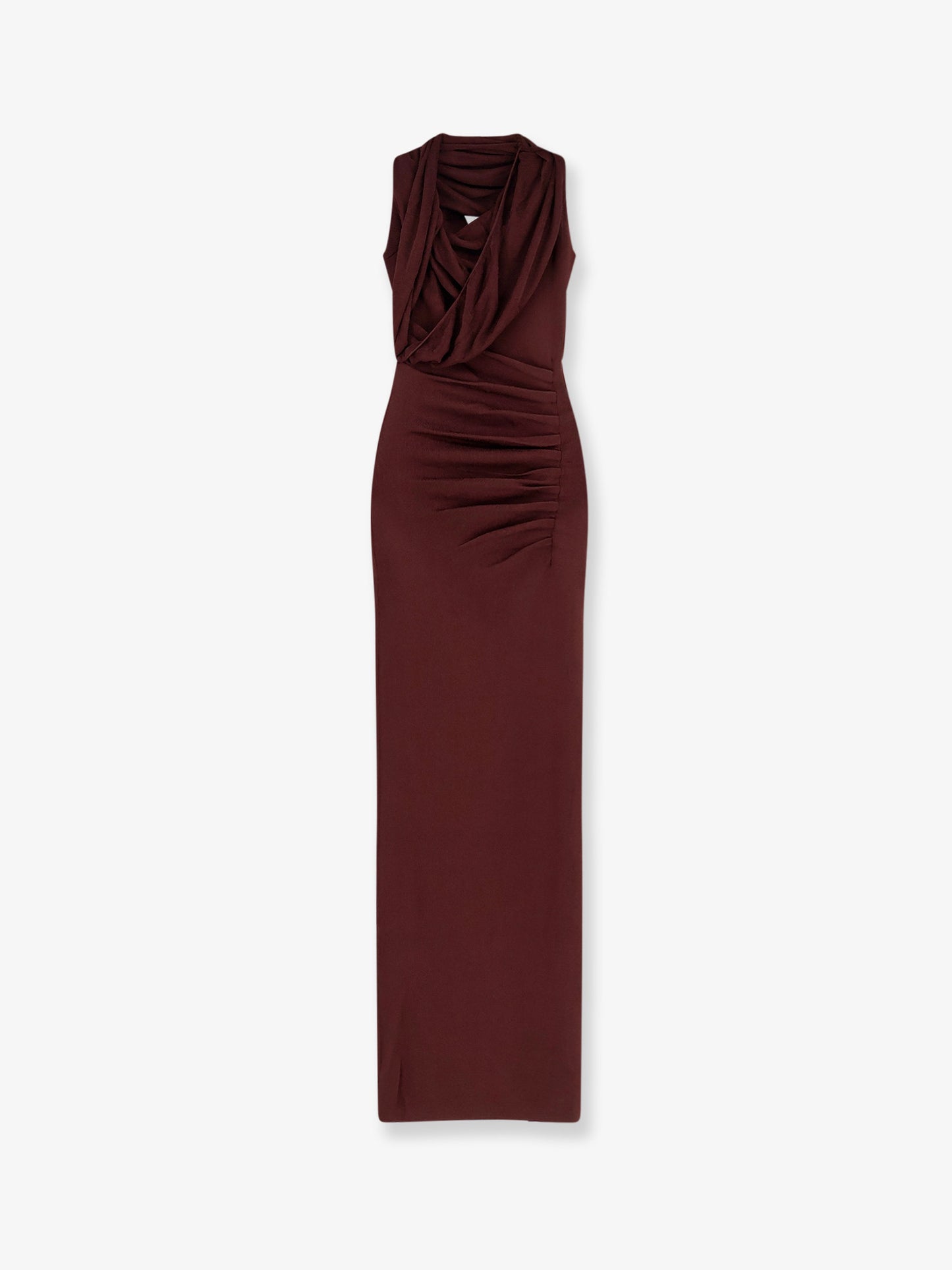 Draped knitted long dress