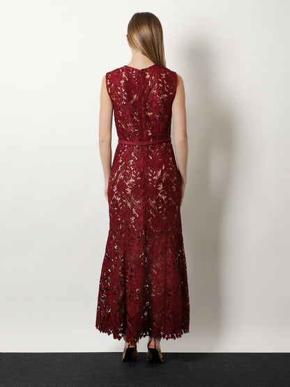 Lace Midi Dress with belt thumbnail