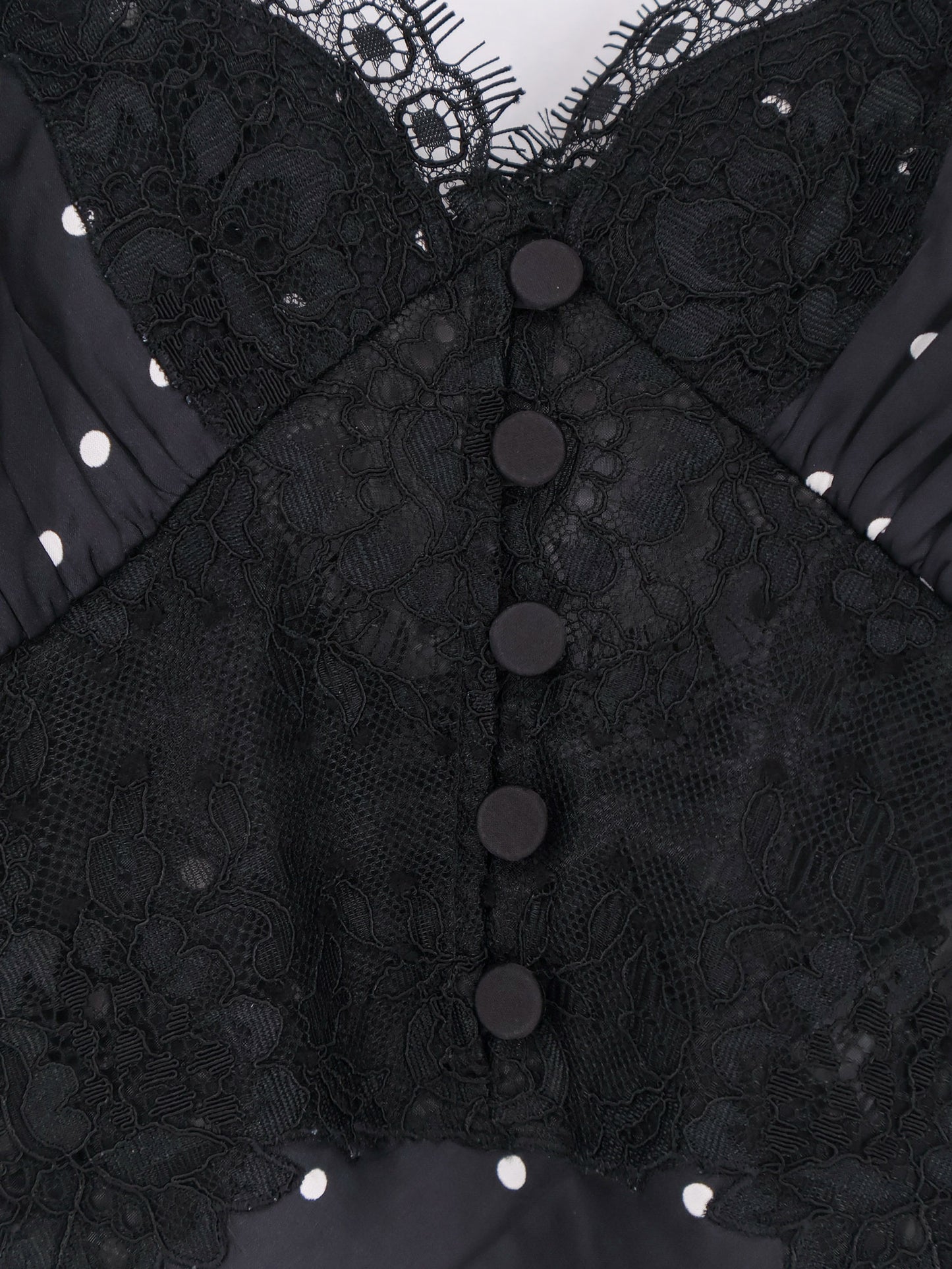 Vestito lungo in satin a pois