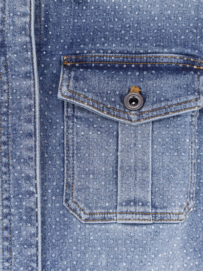 Denim jumpsuit with rhinestones thumbnail