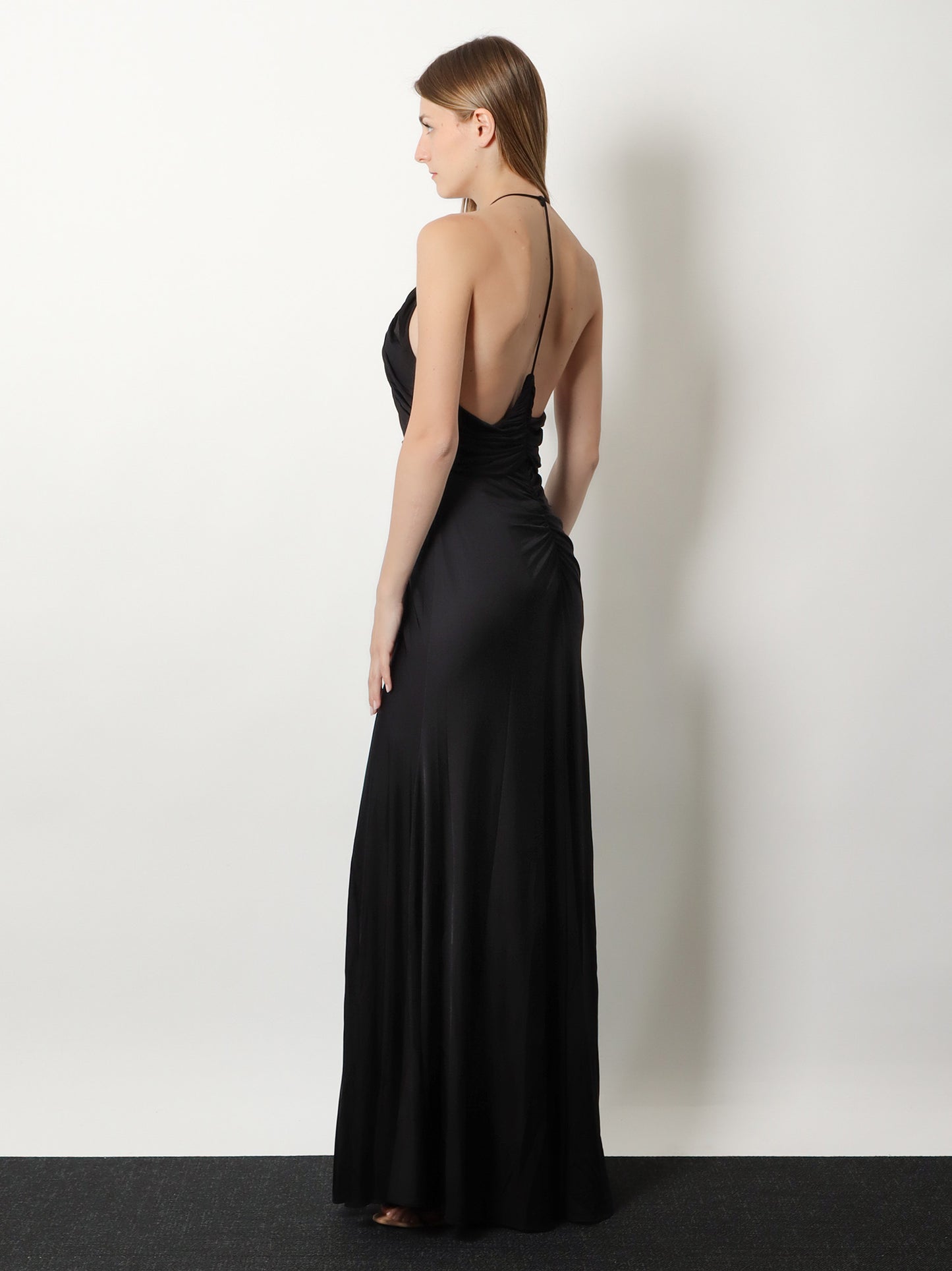 Gathered jersey long dress