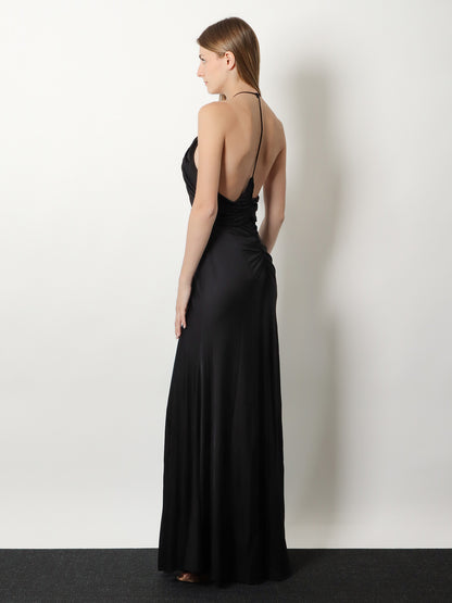 Gathered jersey long dress thumbnail
