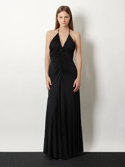 Gathered jersey long dress thumbnail