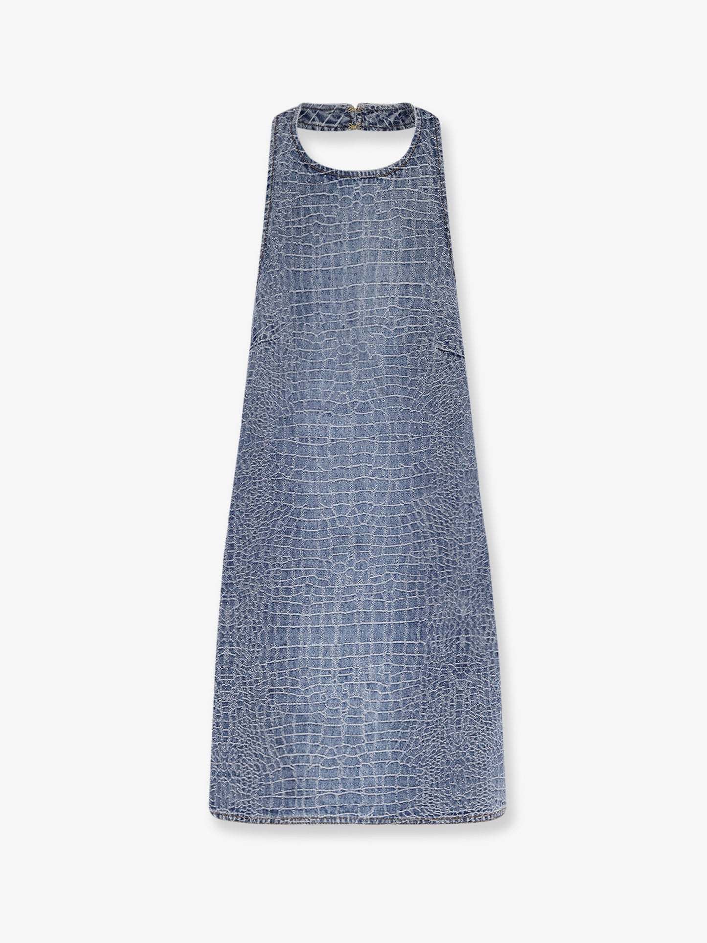 Rhinestone Croc Effect denim dress