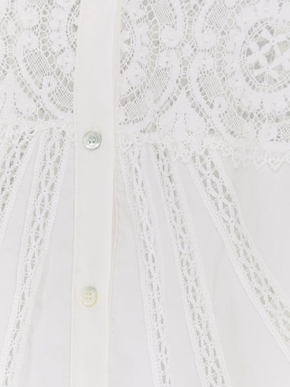 Cotton shirt with lace inserts thumbnail