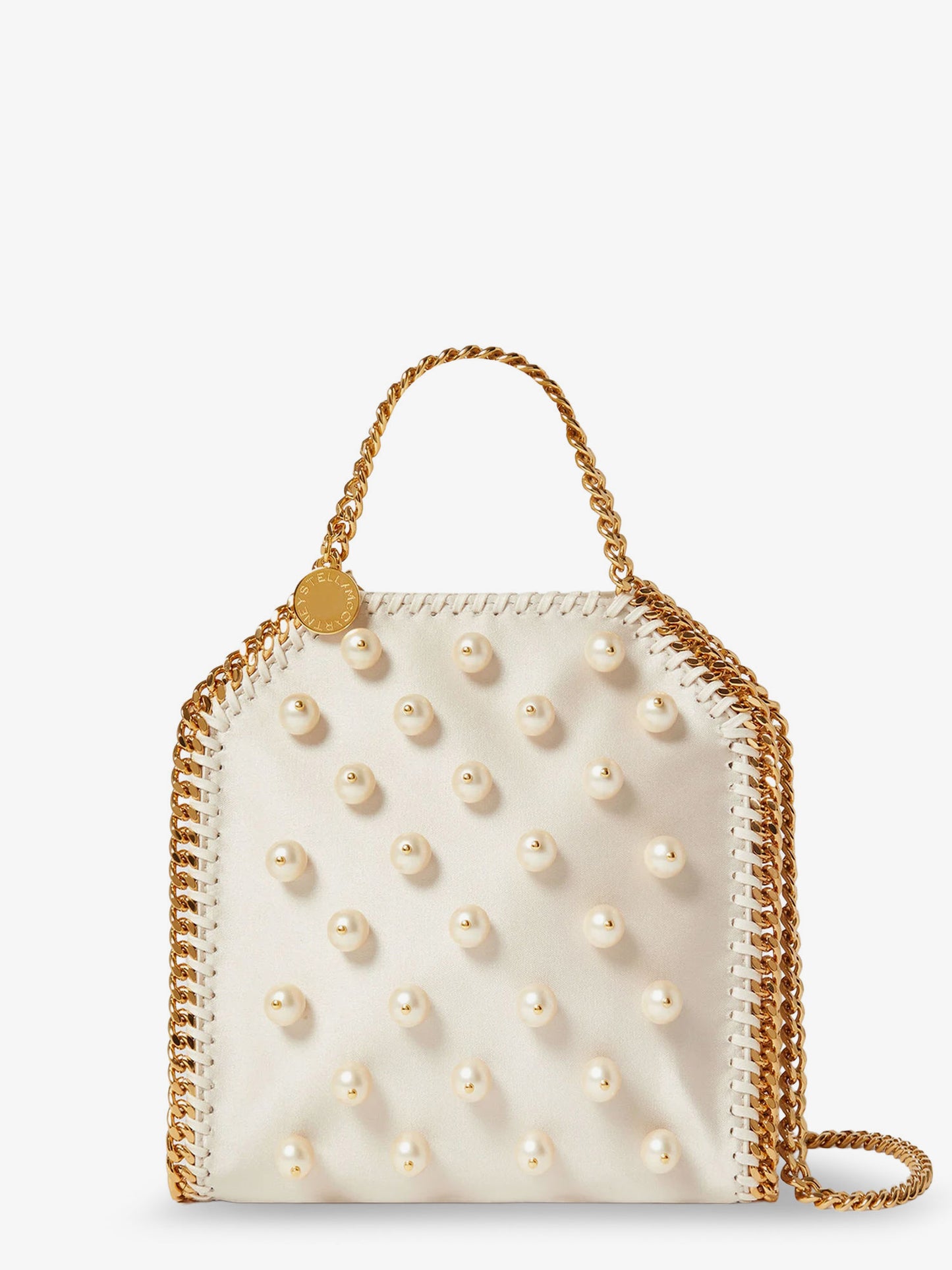 Falabella satin crossbody bag with vegan pearl detail