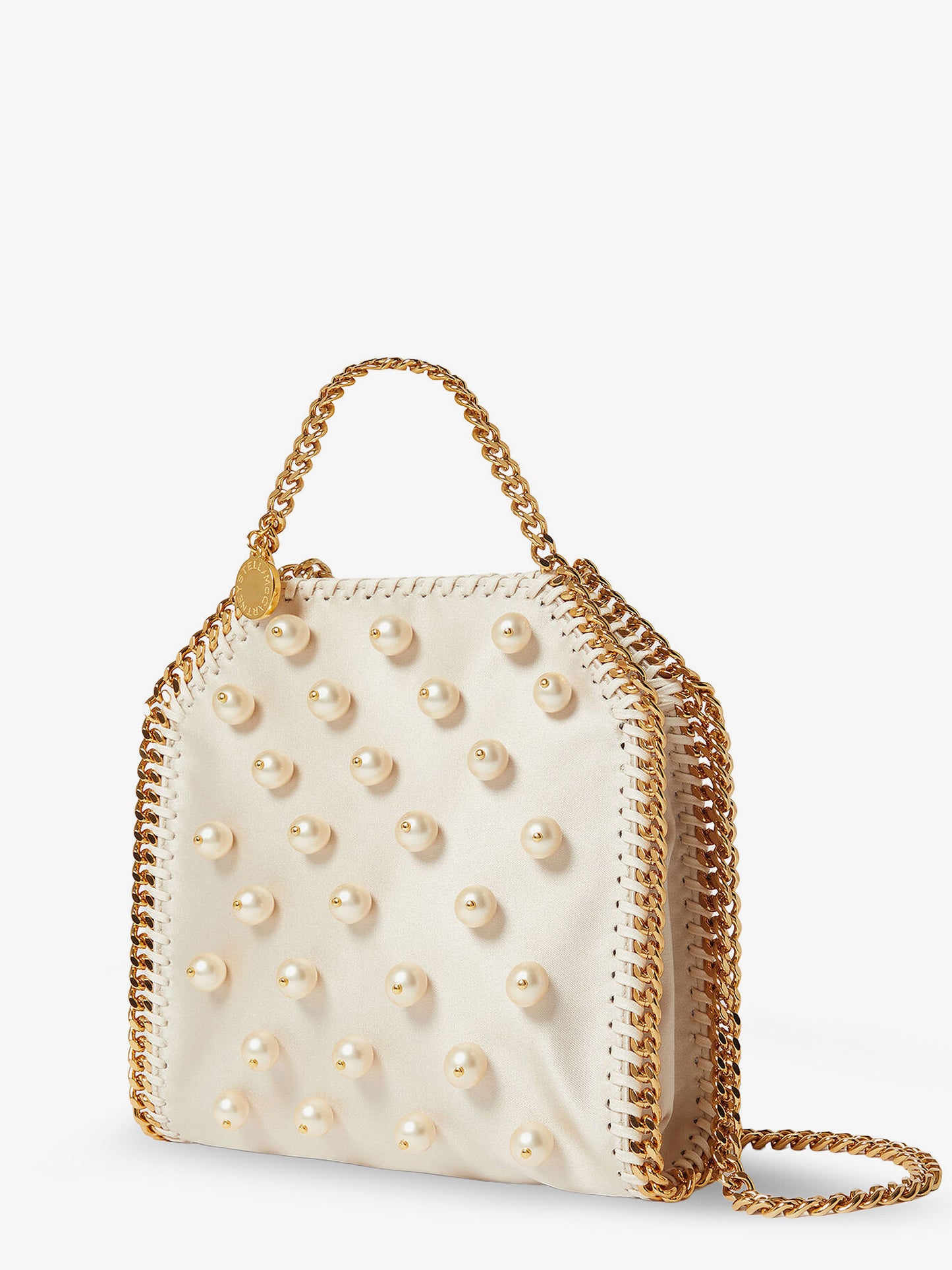 Falabella satin crossbody bag with vegan pearl detail