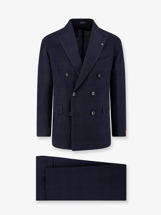 Double-breasted stretch virgin wool suit