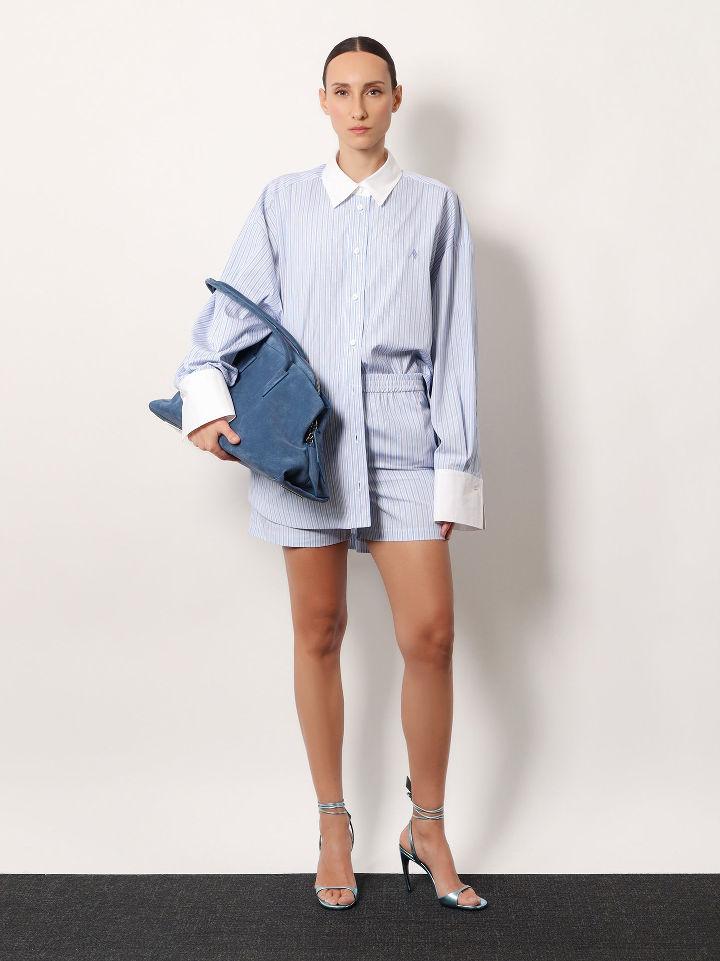 Oversize striped cotton shirt