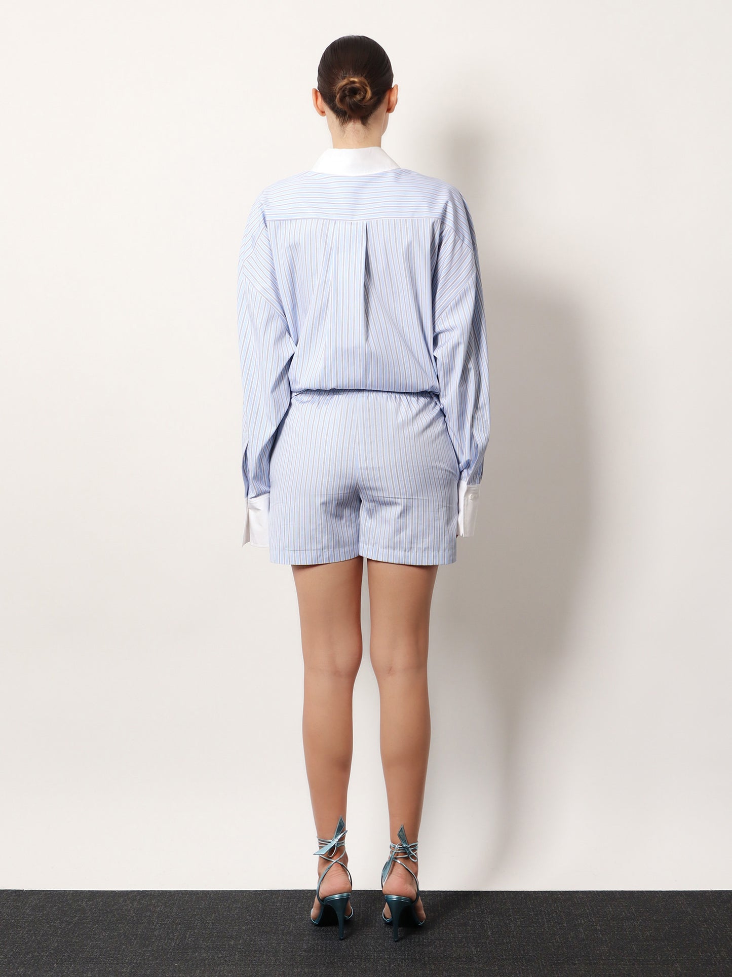 Striped cotton shorts