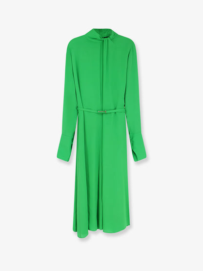 Silk dress with belt thumbnail