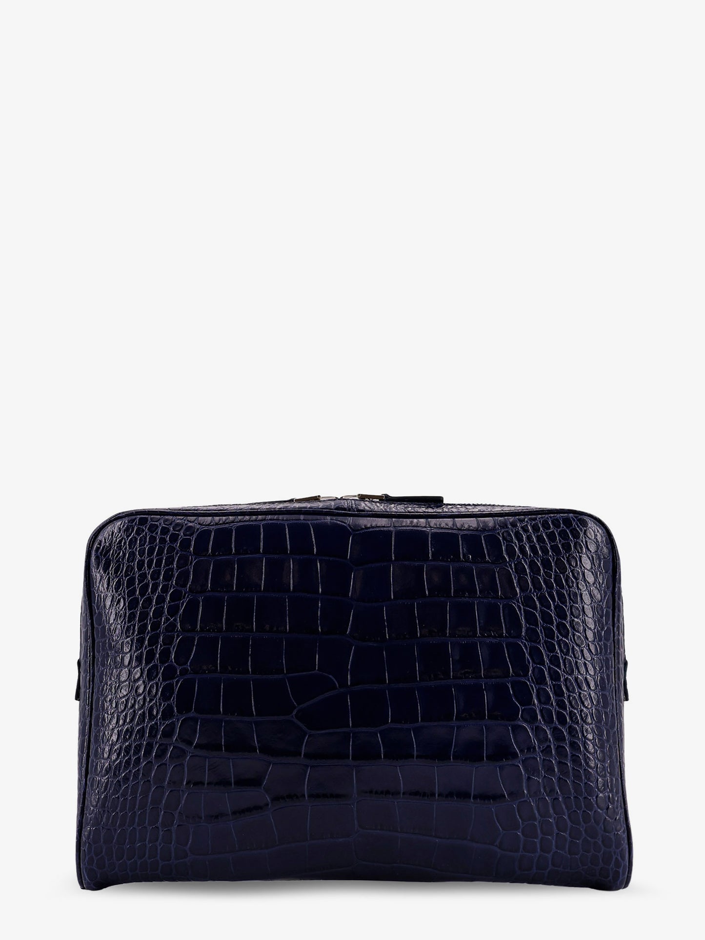 Croco print leather laptop pouch