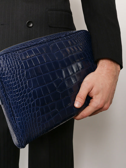 Croco print leather laptop pouch thumbnail