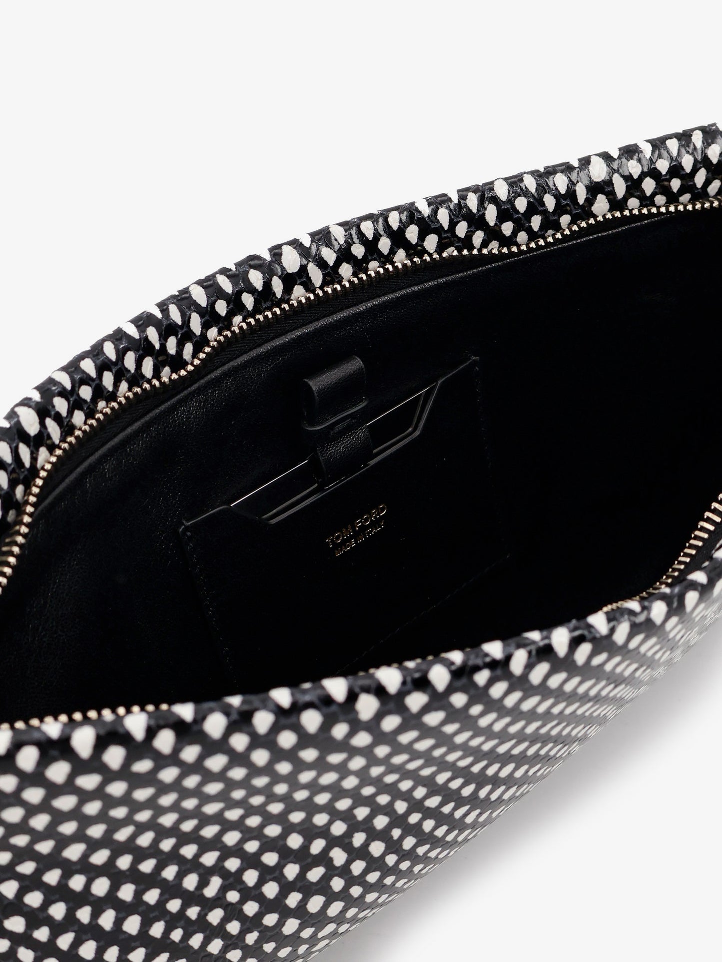 Aura leather clutch bag with snake motif