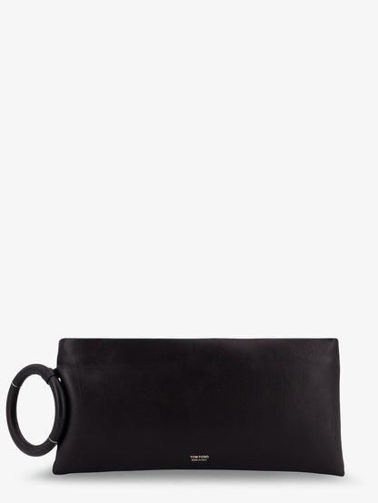 Aura leather clutch bag with lettering logo on the front thumbnail