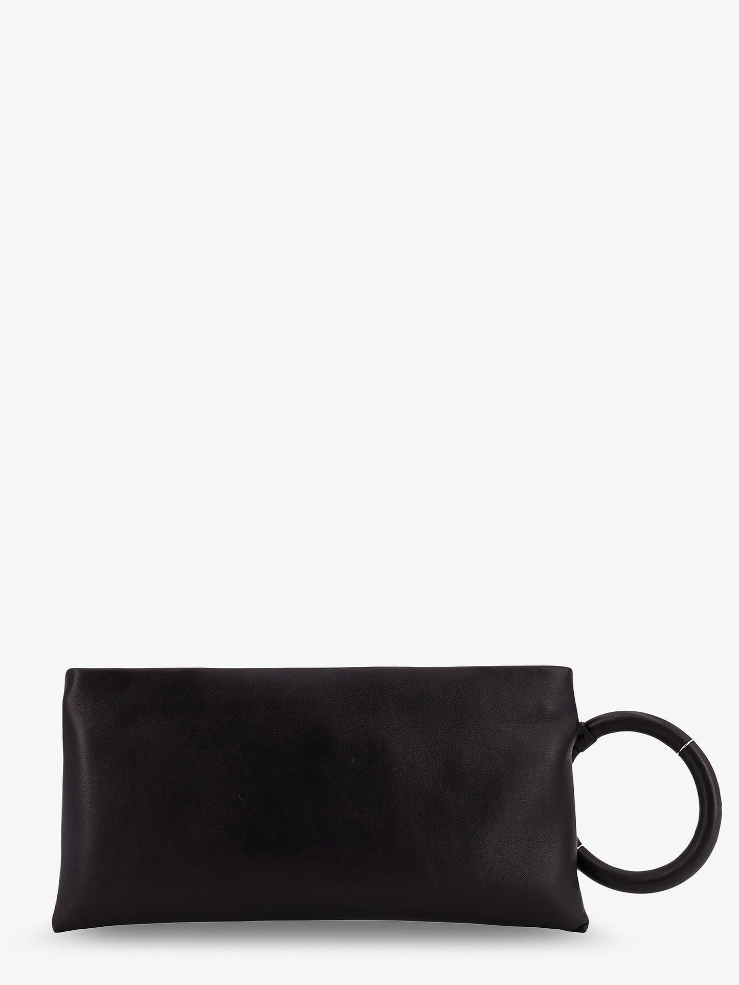 Aura leather clutch bag with lettering logo on the front