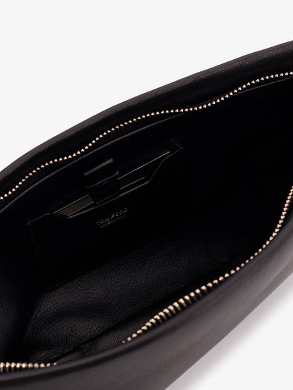 Aura leather clutch bag with lettering logo on the front thumbnail