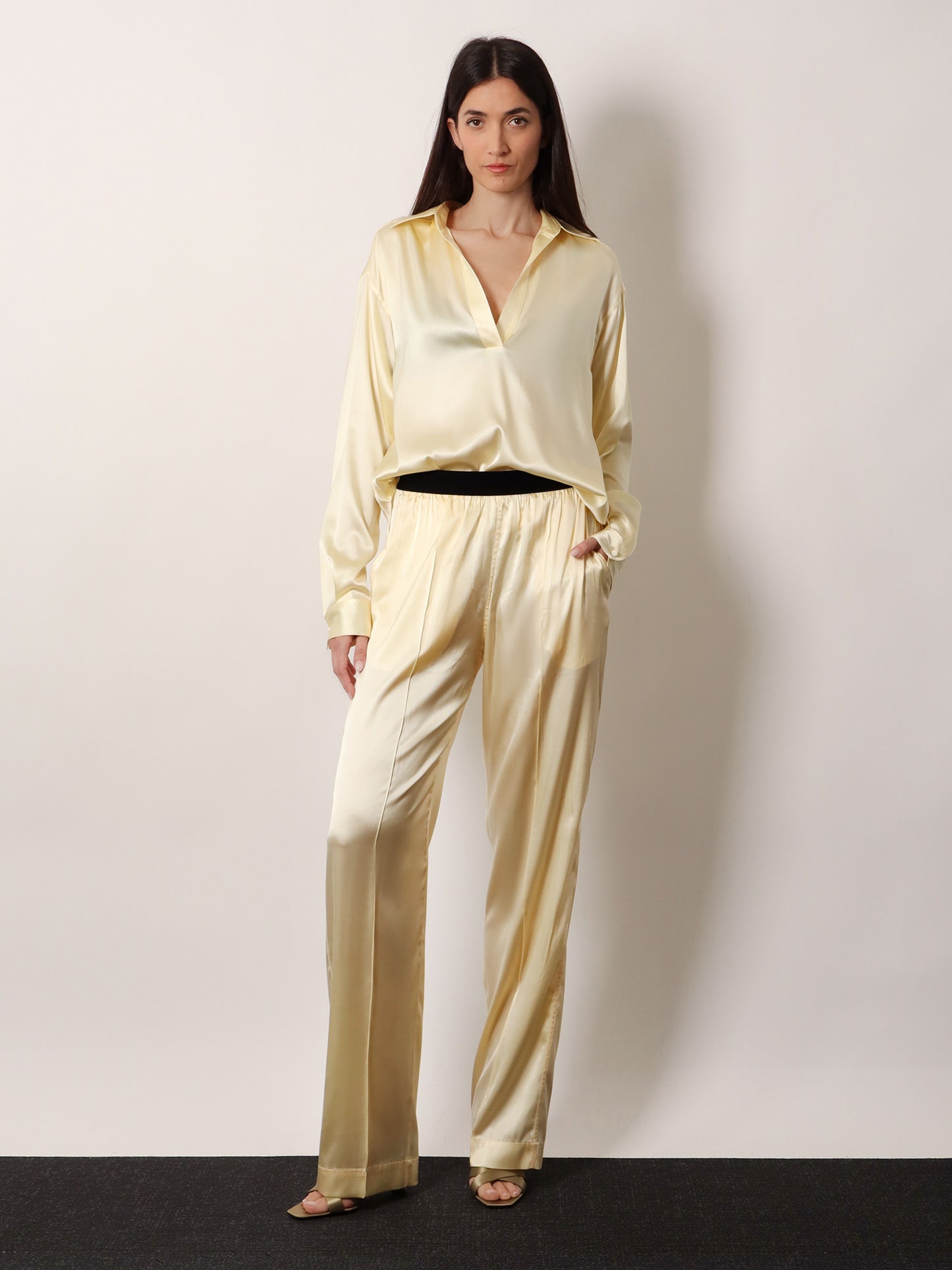 Stretch satin shirt