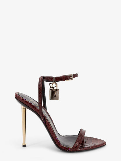 Laminated leather sandals with iconic padlock thumbnail