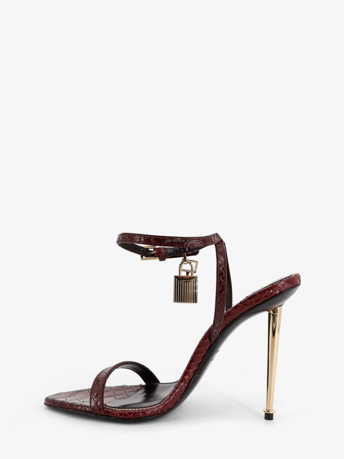 Laminated leather sandals with iconic padlock