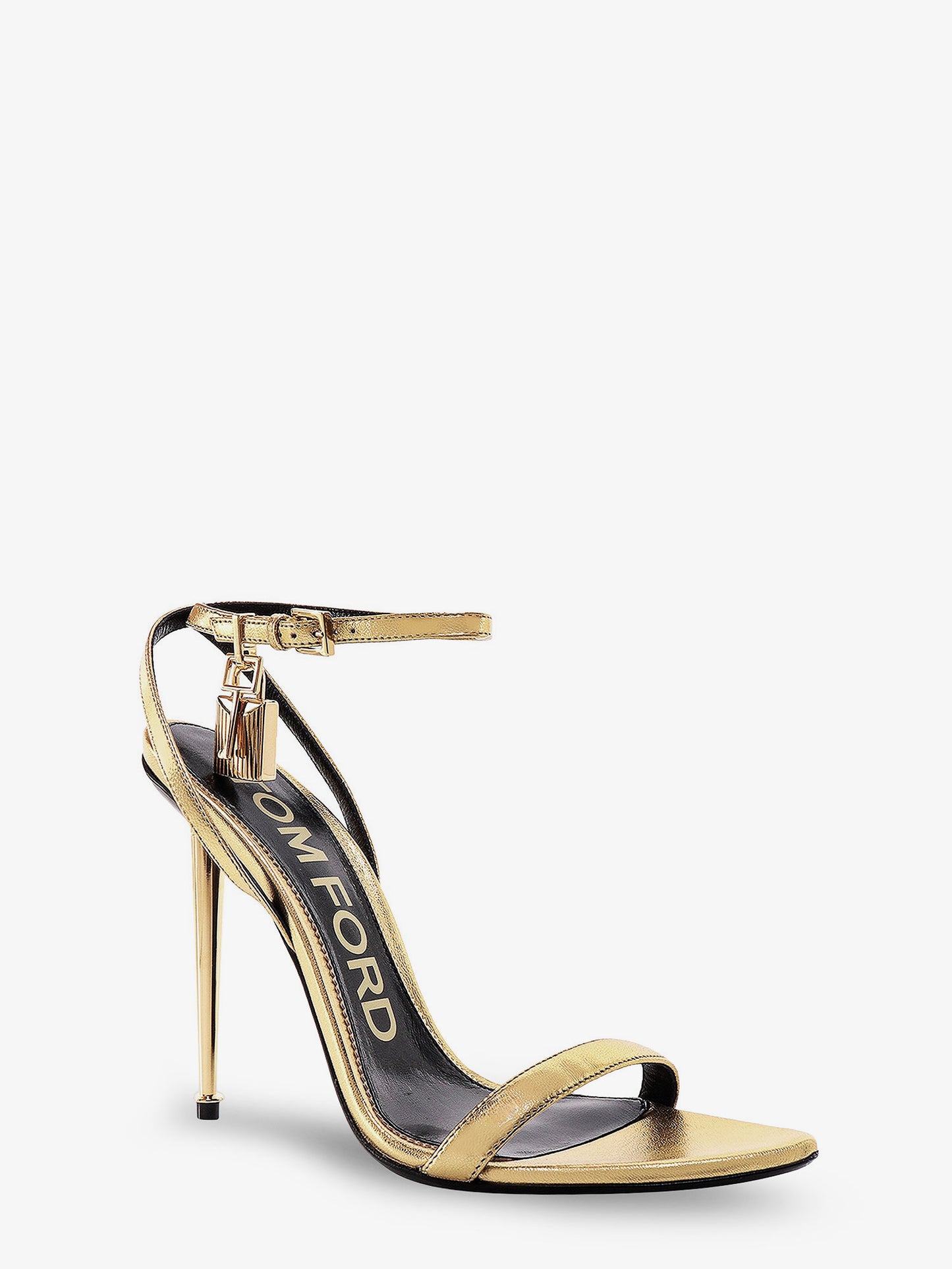 Laminated leather sandals with iconic padlock