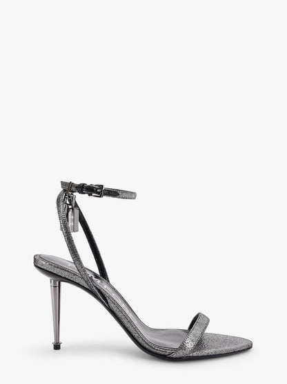 Laminated heeled sandals with laminated effect thumbnail
