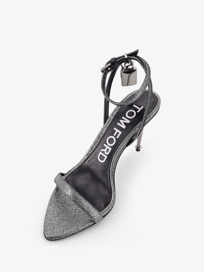 Laminated heeled sandals with laminated effect thumbnail