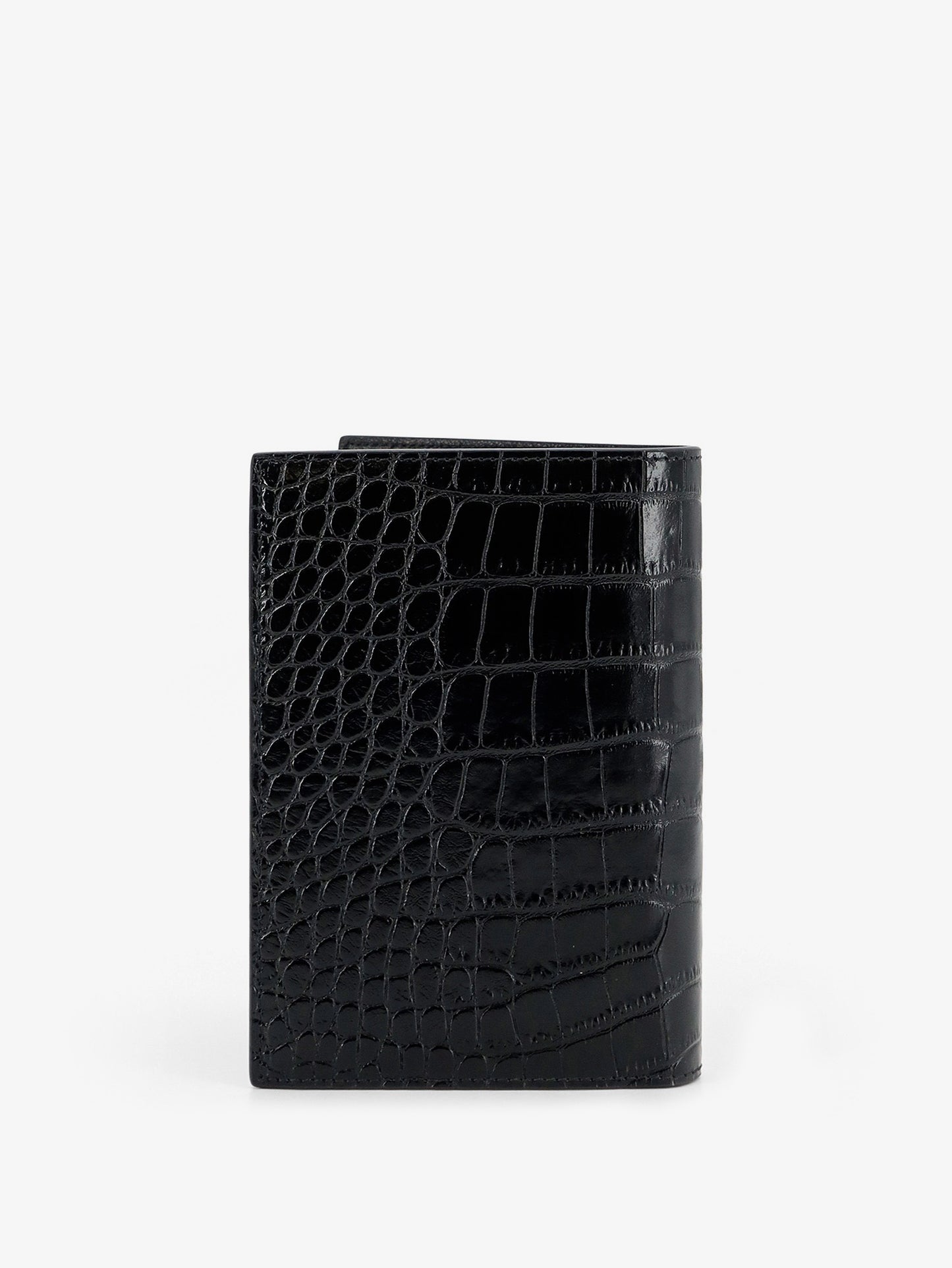 Leather wallet with crocodile print