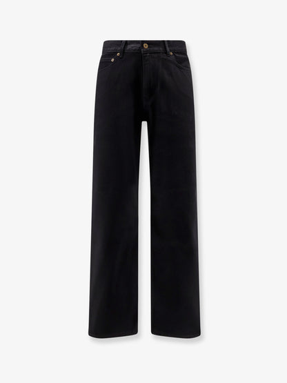 Straight fit black denim trousers thumbnail