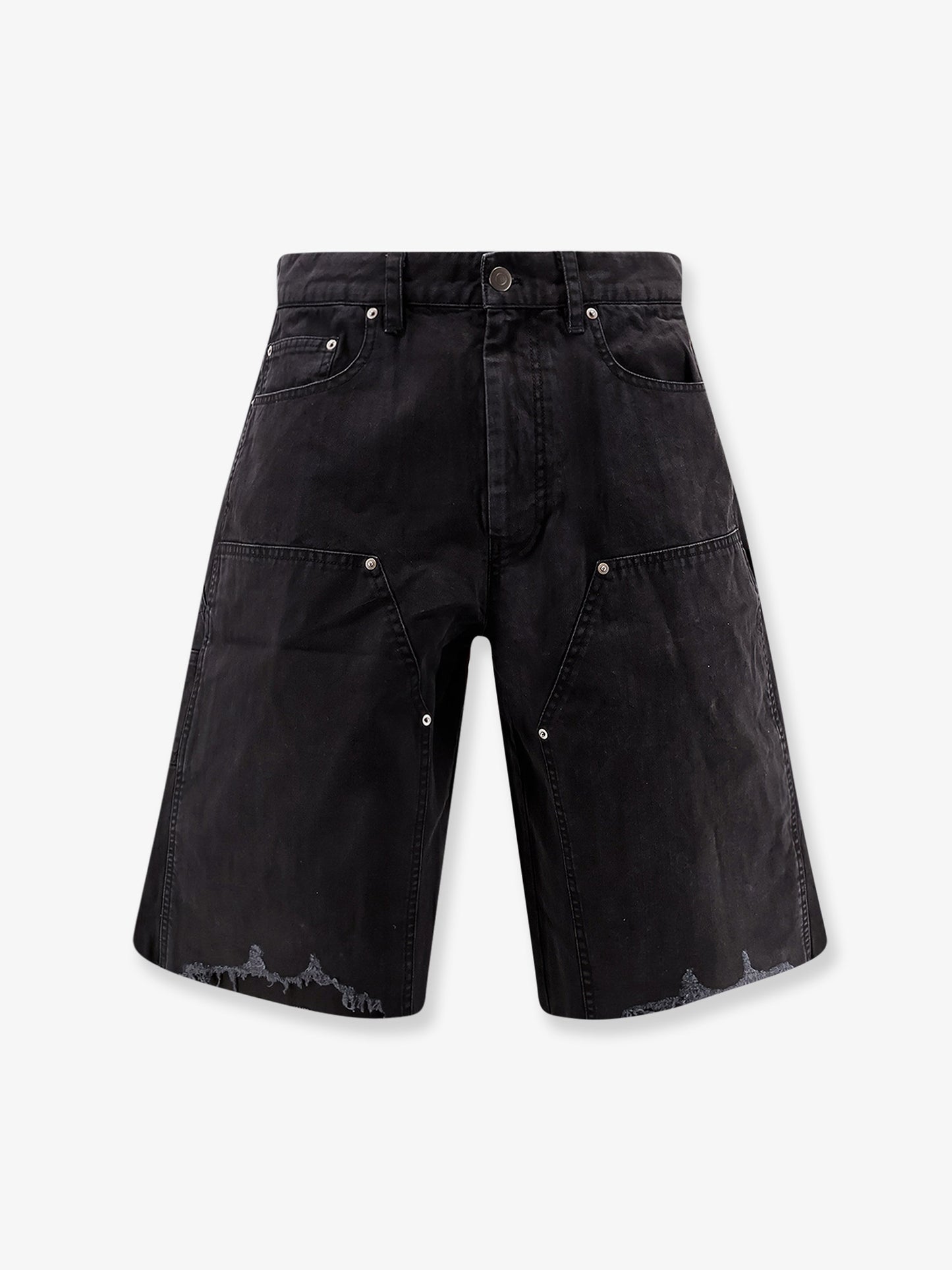 Cotton cargo bermuda shorts with distressed effect