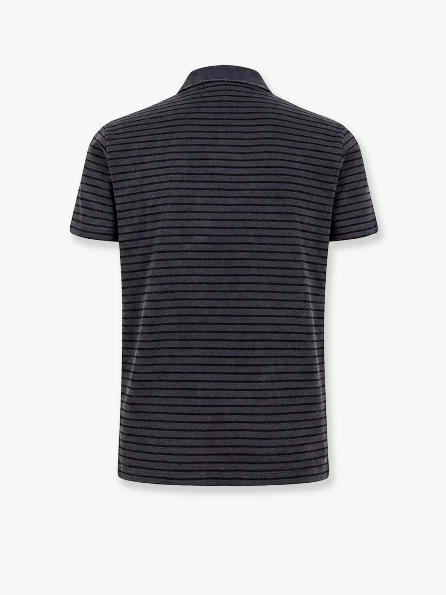 Cotton polo shirt with striped profiles