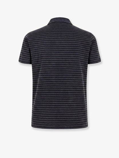 Cotton polo shirt with striped profiles thumbnail