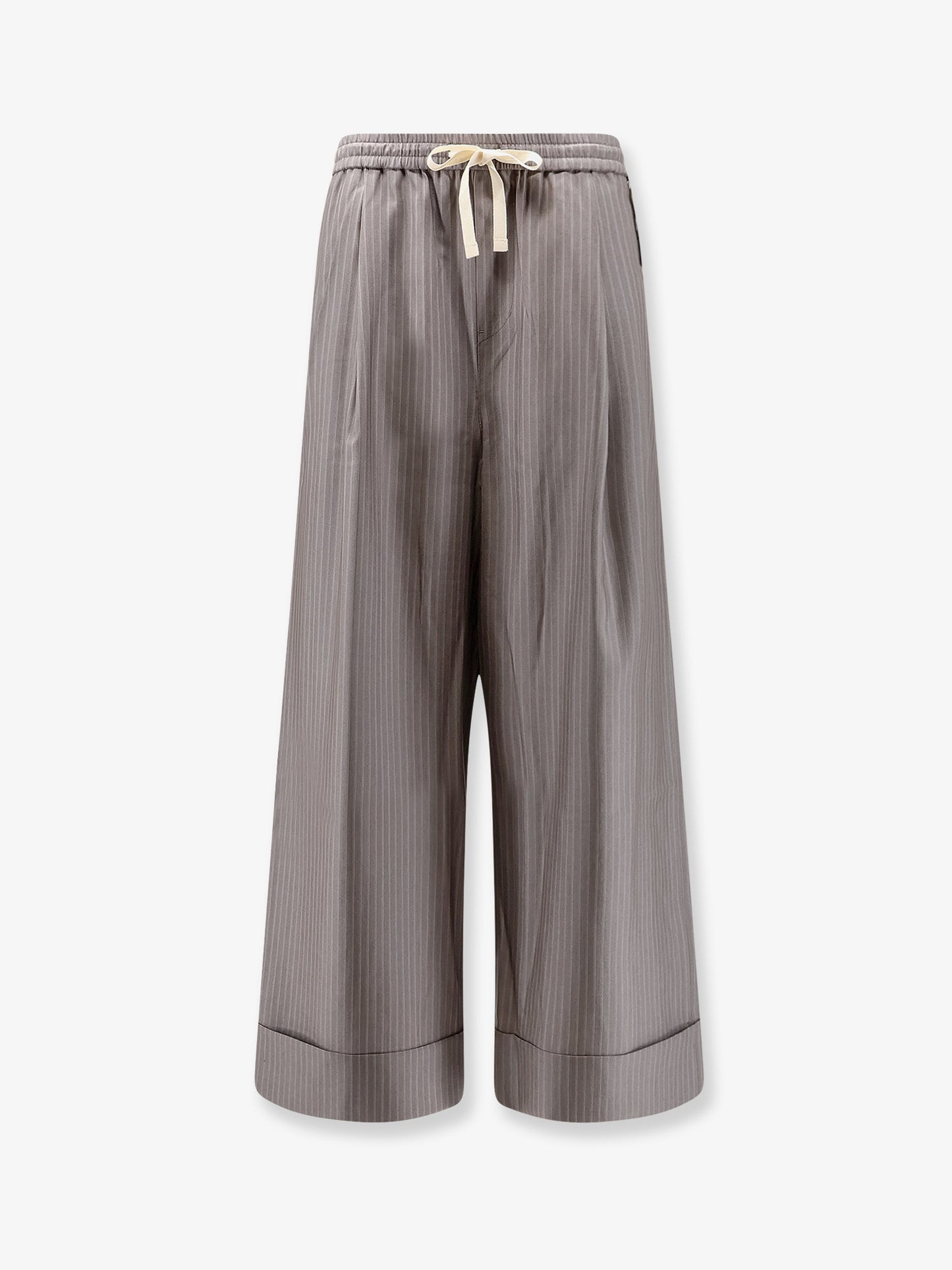 Silk, polyester and wool blend trousers