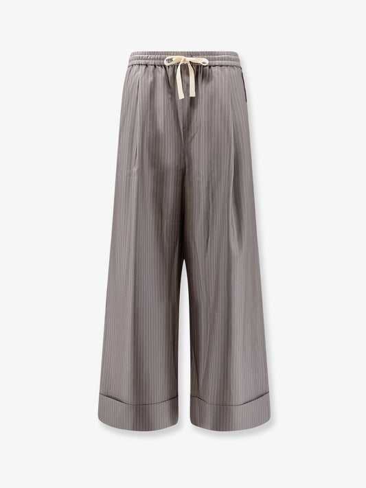 Silk, polyester and wool blend trousers