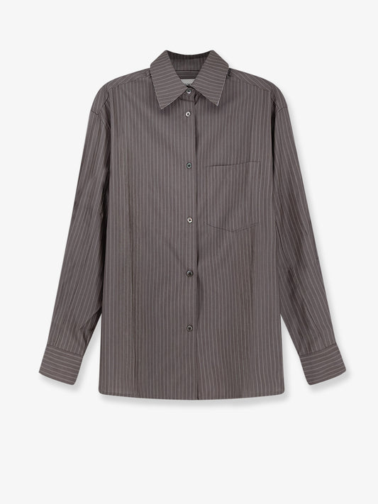 Camicia in misto seta e lana con motivo a righe