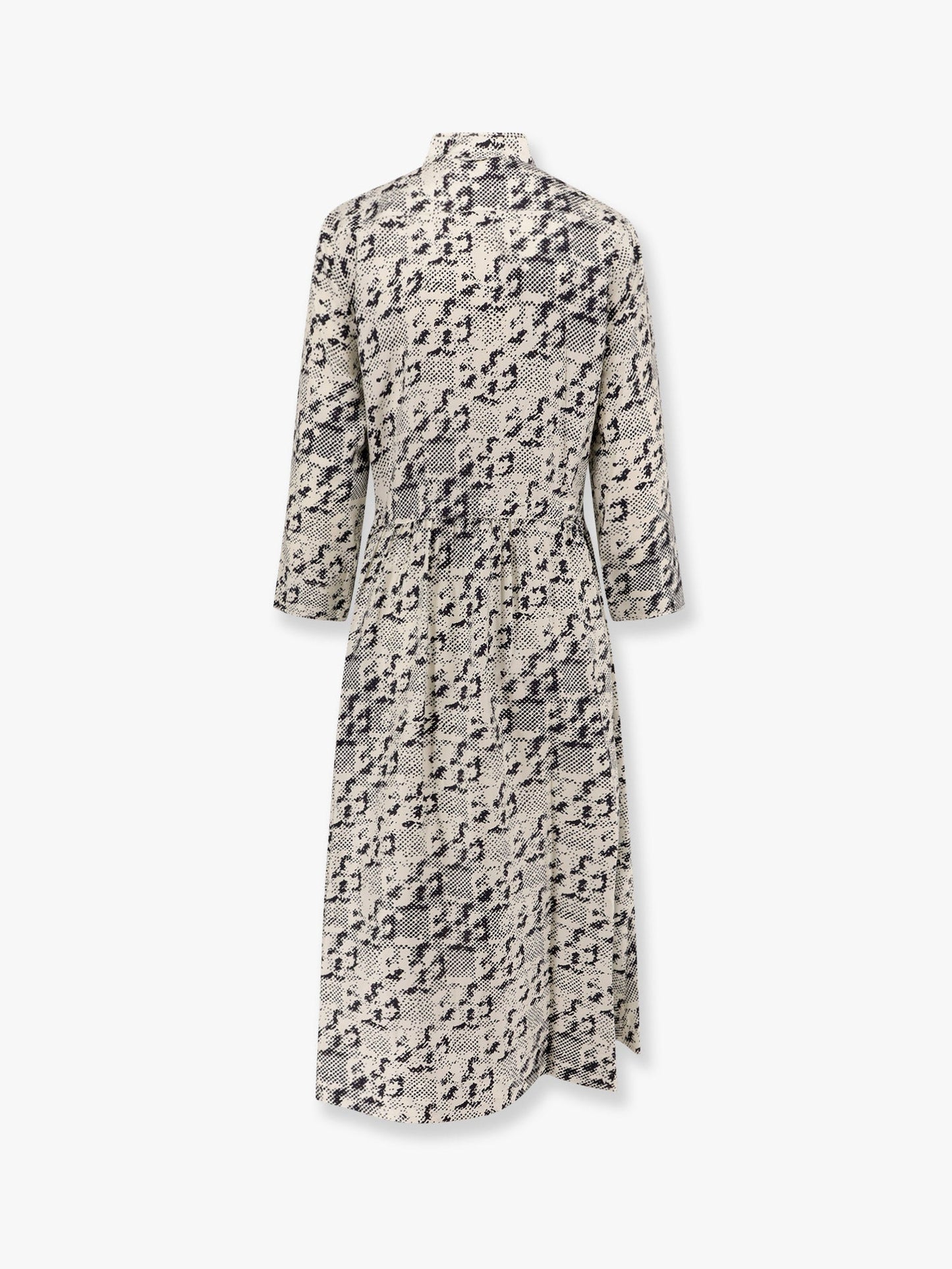 Silk dress with pixelated logo print