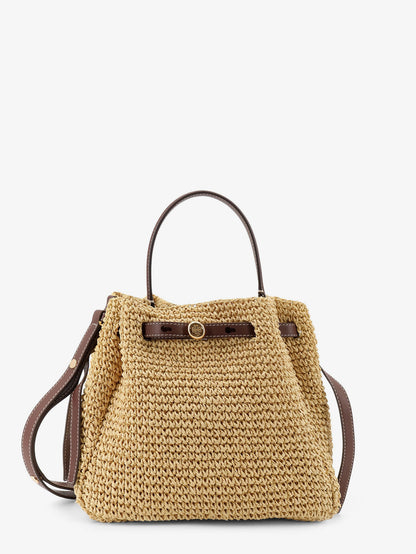 Romy raffia and leather bucket bag thumbnail