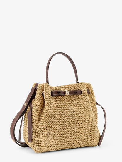 Romy raffia and leather bucket bag thumbnail