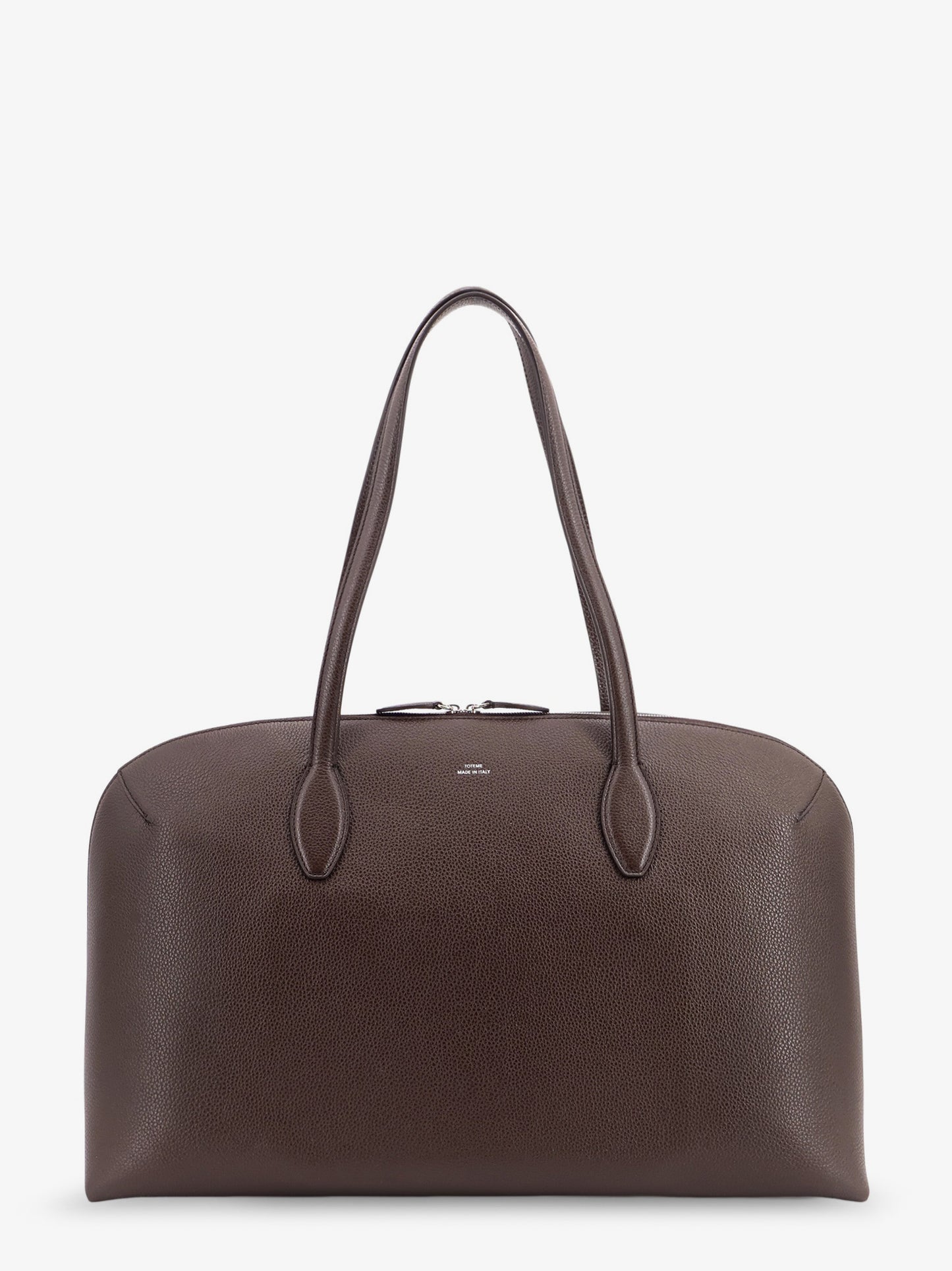 Suede handbag with engraved logo on the front