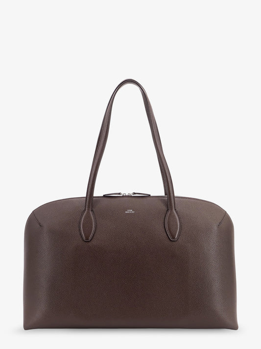 Suede handbag with engraved logo on the front