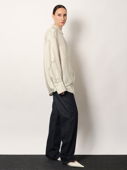 Oversized striped silk shirt thumbnail