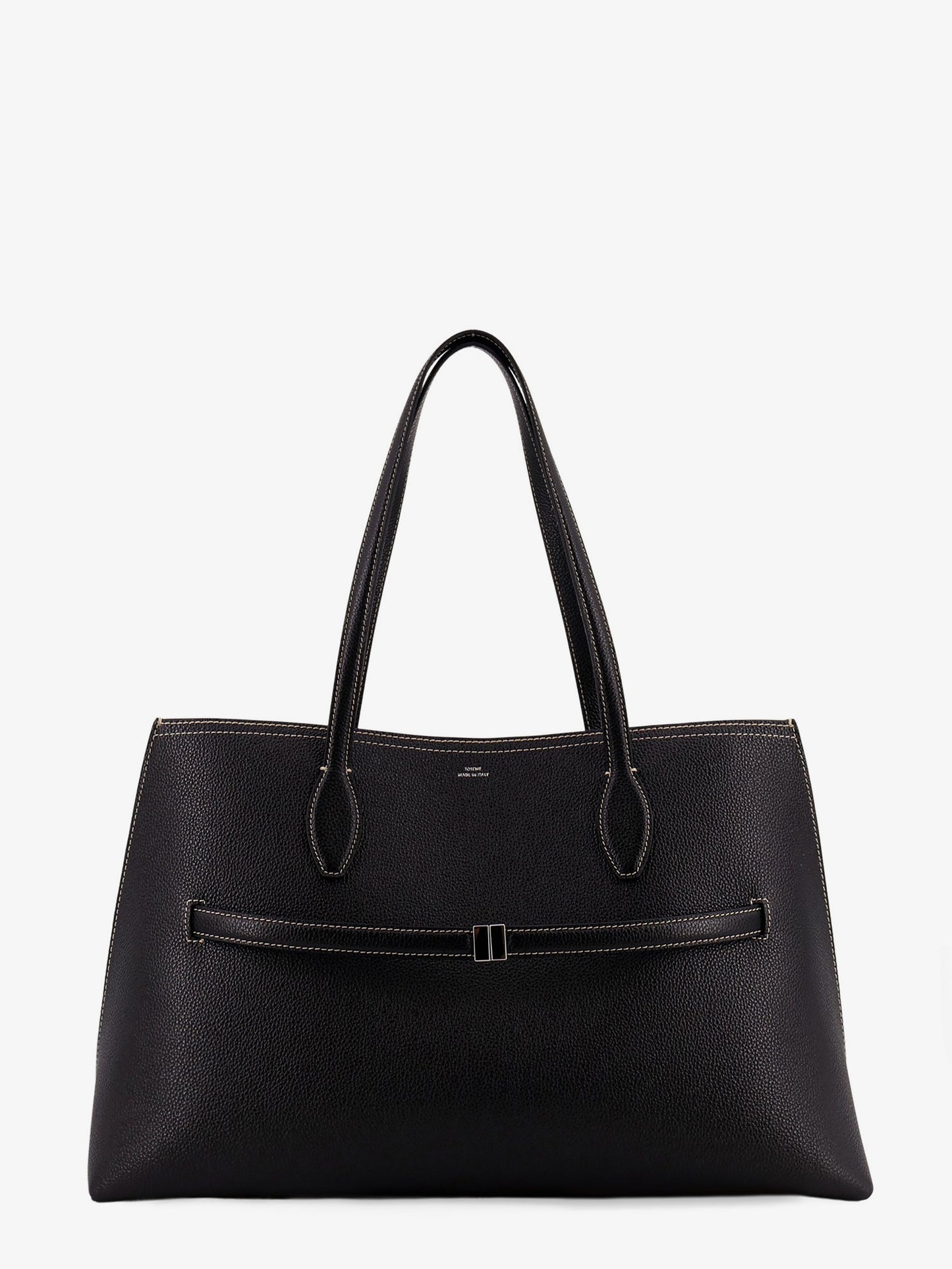 Leather shoulder bag with lettering logo on the front