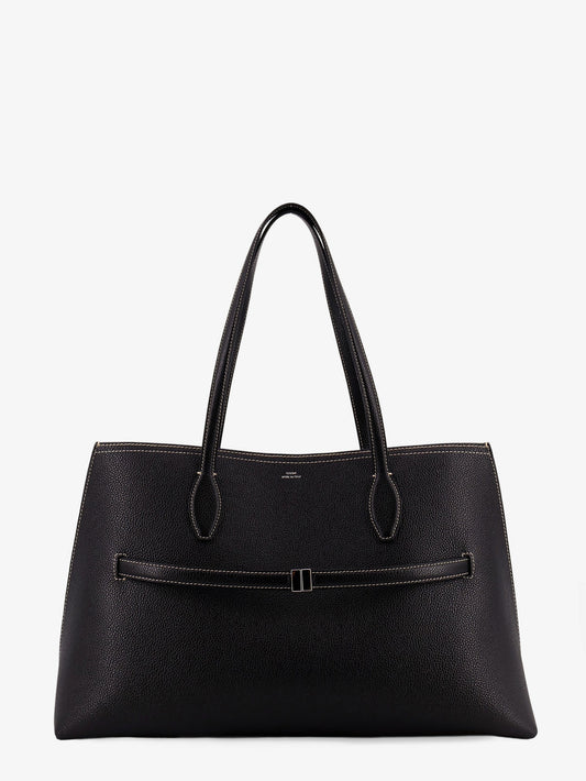 Leather shoulder bag with lettering logo on the front