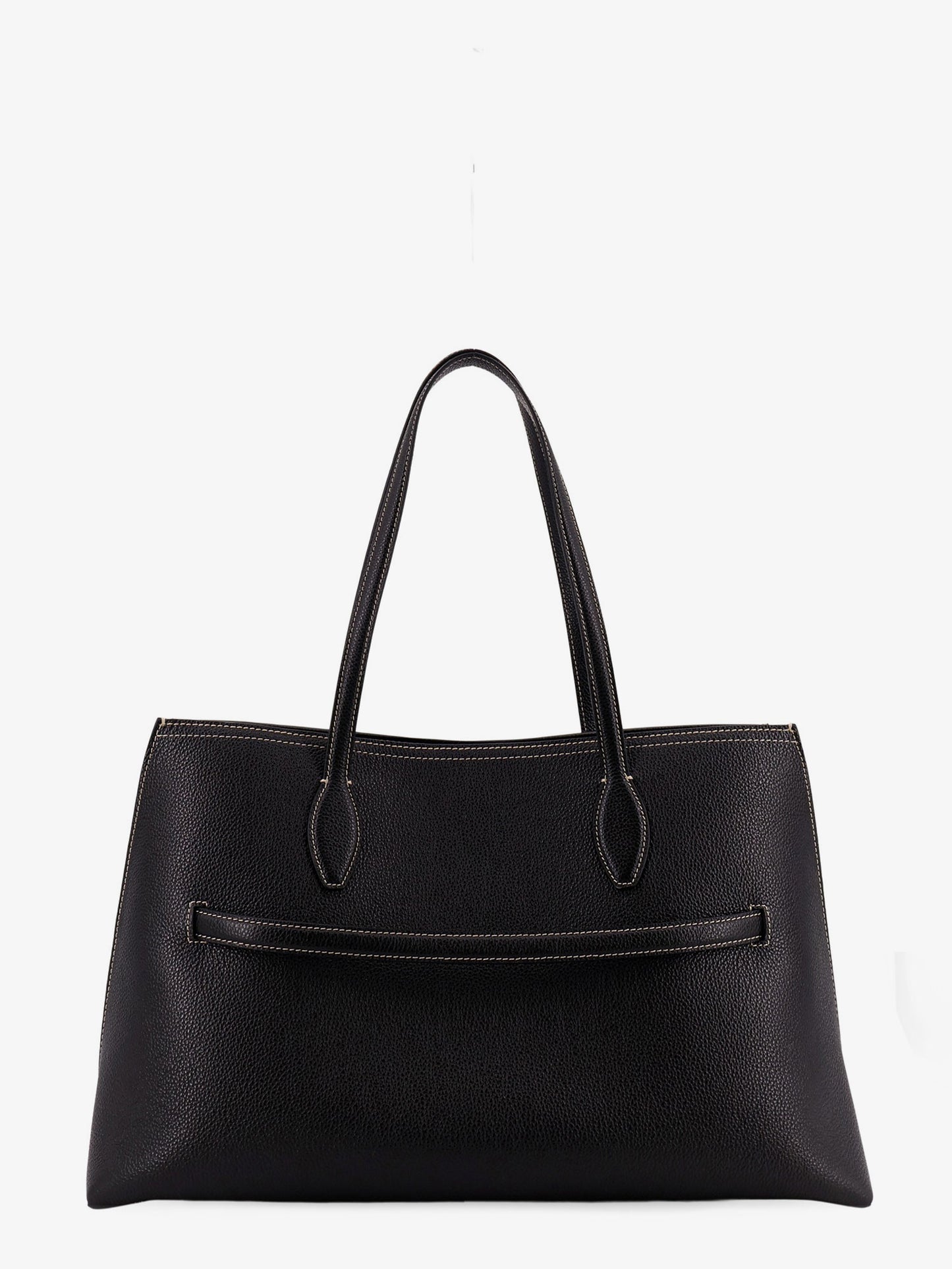 Leather shoulder bag with lettering logo on the front