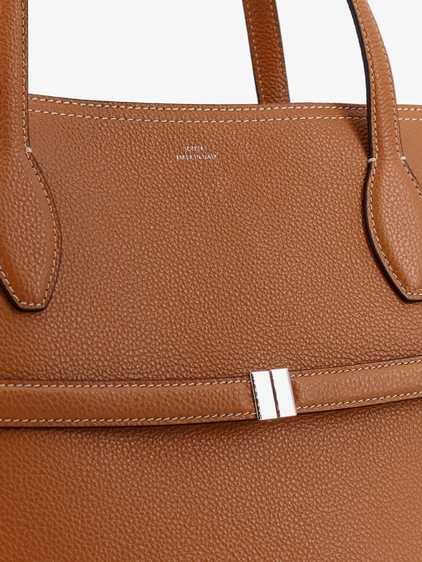 Leather shoulder bag with lettering logo on the front