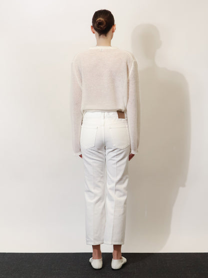 White denim trousers with flared bottom thumbnail