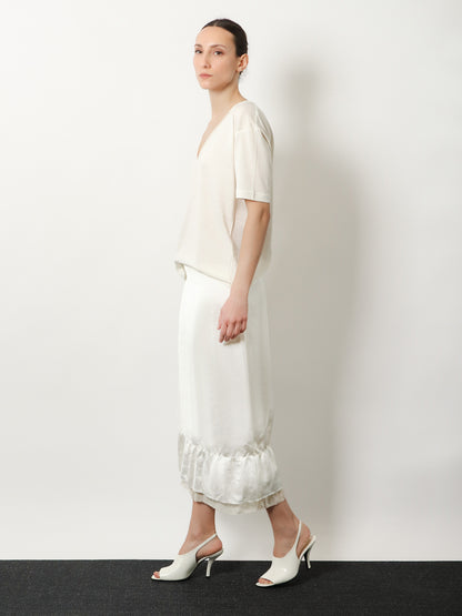 Layered viscose and linen blend skirt thumbnail