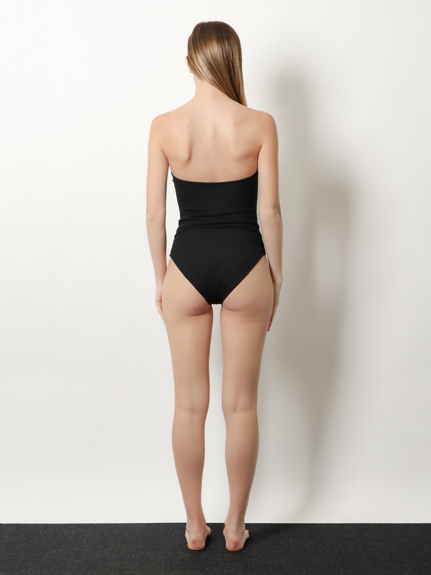 One-piece swimsuit with ribbed knit