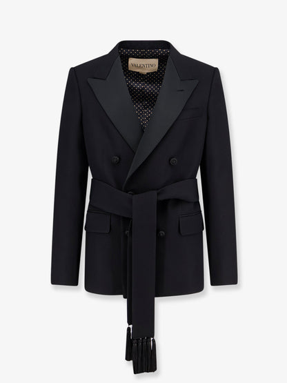 Virgin wool blazer with belt thumbnail